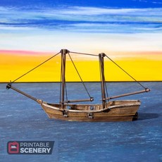 3DEGOS Skiff Ship DND 지형 28mm 던전 앤 드래곤 D&D 패스파인더 워해머 40k RPG 미니어처 테이블 탑 D 및 D 던전 앤 드래곤 선물, 1개