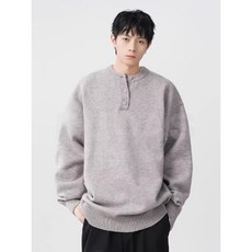 臺灣爆品-青少年亨利領毛衣男女秋冬季潮牌慵懶風高級感針織衫上衣打底衫