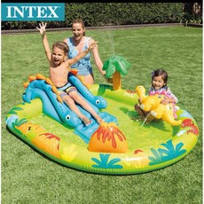 INTEX 夏季戶外充氣滑梯水池 卡通趣味噴水家庭泳池 兒童戲水, 1個
