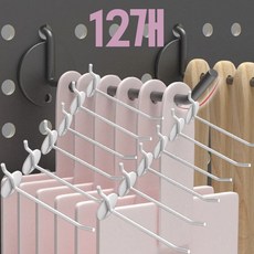 LEOQ 타공판 일자후크 액세서리 일선 후크 10cm, 12개, 화이트