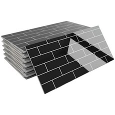 제이에스맘 붙이는 방수 타일 대리석 벽지 접착식 데코 폼블럭 포인트 시트지 300x600mm, 글로시블랙타일, 7개입