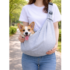 쿠비안 강아지 3세대 길이조절 포대기 슬링백 이동가방, 1개, 그레이