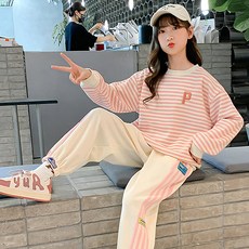 베비포 초등 중등 스트라이프 맨투맨 조거팬츠 상하세트 AP3