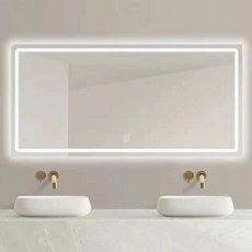 led 욕실거울 메이크업 화장대, 750mmx1000mm, 화이트 라이트+김서림 방지+터치 스위치