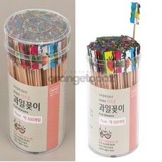 오렌지토파즈 300P 원형 과일꽂이 이쑤시개 파티 디저트 도시락 꼬치 나무꼬치