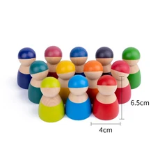 나무 무지개 블록 다채로운 스태킹 빌딩 어린이 개방형 창의적 몬테소리 교육 장난감, 03 12pcs little man