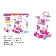 兒童玩具仿真吸塵器 兒童玩具 掃地玩具 清潔工具套裝 打掃衛生工具 清潔推車過家家套裝 吸塵器玩具 男女孩家家玩具, 5928-C款, 1個