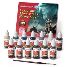 미니어처 페인트 세트 - 13피스 20ml 게임 색상 미니어처 페인팅 키트 Kolinsky 페인트브러시 1개 워게임 모델용 아크릴 모델 페인트 세트, Golden Maple 미니어처 페인트 세트 - 13피