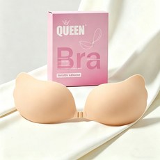 실리콘 누브라 윙형 접착식 끈없는 브라 통기성 초슬림 누드톤 재사용 가능