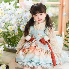 台灣出貨 發票【萬聖節】女童洋裝秋冬新款兒童公主裙唐裝拜年服中國風蘿莉塔蓬蓬紗裙 萬聖節服飾 連衣裙 萬聖節裝扮