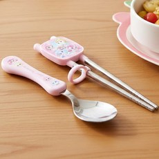 캐치티니핑 스푼 진공 젓가락 세트 어린이 유아 숟가락 유치원 신학기 준비물, 1개, 스푼젓가락, 핑크