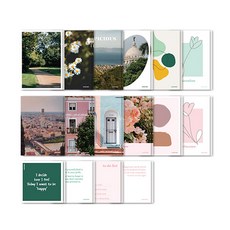 포포페이퍼 감성 인테리어 엽서 그린2세트+핑크2세트 세트, 그린/핑크 x 2세트