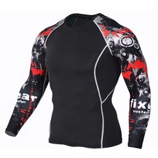 【운동복】꽃 팔 스포츠 빠른 건조 피트니스 의류 남자 티셔츠 농구 러닝 운동복 스트레치 훈련 압축 의류