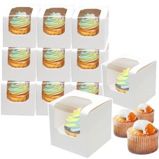 베이크패커 자동 팝업 컵케이크 박스 30팩 개별 5인치 싱글 흰색 용기, Art35MNWhite30