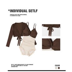 連身泳衣 高品質版 長袖遮肉 韓系撞色長袖顯瘦比基尼 附罩衫 時尚韓版 溫泉 大碼, (m16)高端訂製款 XL碼