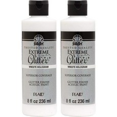 유화 물감 캔버스용 전문가용 미술 포크아트 글리터 페인트 8온스 홀로그램, Hologram, 8 Fl Oz (Pack of 2)