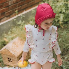 쿵스쿵스 러브베리 여아용 래쉬가드세트 원피스형 유아 아기 수영복 프릴 UV