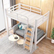 분리형 2층침대 벙커 원룸 베드 철침대 학생 기숙사, 흰색 경사 사다리 오른쪽 1500x2000