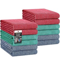 Homaxy 프리미엄 키친 타월(45.7 x 71.1cm(18 x 28인치) 6팩) 대형 면 주방 핸드 타월 플랫 및 테리 접시 타월 380 GSM 흡수력이 뛰어난 티, 네이비 블루/레드/그린