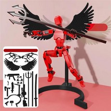 재미있는 3D 프린트 날개 로봇 마네킹 다관절 액션 피규어 미니 블록 조립 키덜트 피젯 토이 장난감 장식 소품, 레드 sps404