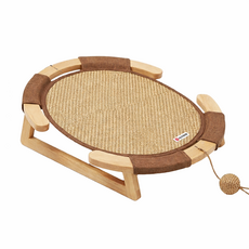 夏季涼席貓床 寵物離地吊床, 原色/實木涼席吊床, 1個