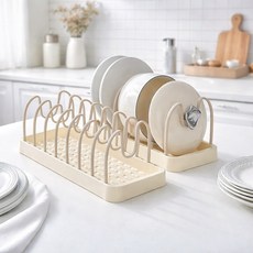 하니모니 접시 정리대 길이조절 접시꽂이 냄비뚜껑 거치대, 투톤, 2개, 1단