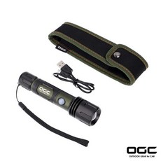 OGC 超亮LED手電筒 射程200m 台灣總代理 露營 強光 充電 變焦 伸縮, 1個
