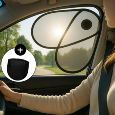 앤로이드 각도조절 부착식 흡착식 차량 햇빛가리개, 1개, 블랙 1개, 블랙