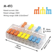 범용 컴팩트 와이어링 스플라이싱 커넥터 퀵 전기 푸시 인 조명 터미널 블록 10 개, 01 10PCS, 08 M-493