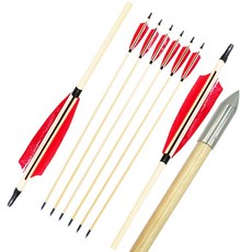 12 24pcs 나무 화살표 전통적인 수제 터키 깃털 샤프트 자기 노크 대상 양궁 Recurve 활에, 12pcs