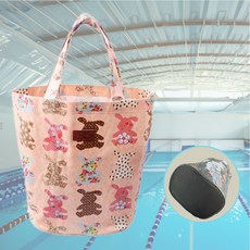 에버리빙 불투명 매쉬 목욕가방, 토끼핑크