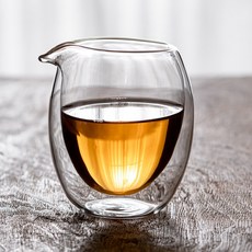 雙層玻璃公杯 茶海 公道杯 茶壺 茶具 耐熱玻璃 功夫茶具 泡茶分享杯, 雙層－２５０ｍｌ, 1個