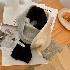 양모 스카프 여성과 남성 단색 겨울 따뜻한 니트 짧은 얇은 스카프 숙녀 성인 스카프 크리스마스 새해 선물, 검은색, 키즈108cm