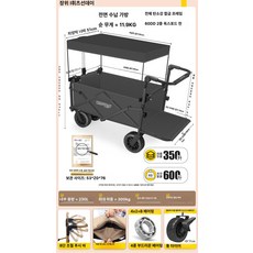 누마 유아웨건 접이식 쌍둥이 아기웨건 키즈 나들이 다용도카트 캠핑 어린이용 휴대용 피크닉 카트, 블랙 플래그십 푸시풀 일체형