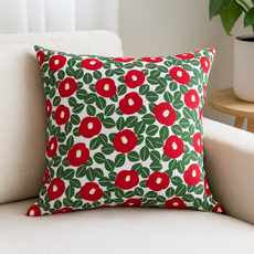 솔레아바 쿠션커버 50X50 순면 국산 (커버만/솜포함) - 까멜리아 레드