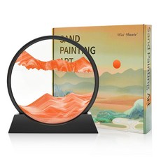 와이다니 무빙 샌드 아트 그림 3D 모래시계 심해 모래 풍경 액체 모션 디스플레이 흐르는 프레임 편안한 데스크톱 홈 오피스 작업 장식(블랙 7인치), Red