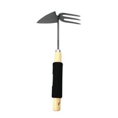 화단용 소형 2in1 호미 갈퀴 미니 텃밭 원예용 레이크 겸 호미 나무손잡이 절체 손갈퀴, 1개