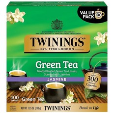 트와이닝 Twinings 페퍼민트 치어 허브 티 개별 포장된 백 20개(1팩) 및 바닐라 천연 카페인 프리 뜨겁거나 아이스 즐기기 티백 20개 220357, 녹차 자스민, 100개입 (1팩)