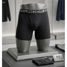 [언더아머_스포츠] 남성 팬티 6인치 박서 드로즈 Black 스판 4방 스트레치 TM1387429 스포츠 타이즈 남자 언더웨어