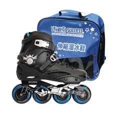 成功success 成人平花直排輪 碳鋼培林 PU輪 鋁擠型底座 S0355, 1個, 直排輪+藍色鞋袋,45號(28cm)