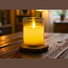 LED초 글라스 캔들 앰버 10cm, 1개, 100g, 무취