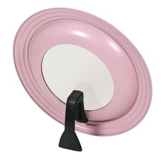 진주 금속 프라이팬 커버 24-28cm 용 스탠드식 서다 유리창 포함 실리콘 가공 페일 핑크 헐믹 HC-1307, 1개, 1cm