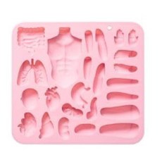 UR URLIFEHALL 레드 2피스 롤리팝 몰드 실리콘 하트 아이스 캔디 DIY 식품 등급 케이크 쿠키 초콜릿 장식용 나무 스틱 포함, 2개-200x190x20mm-인간 테마 오르간 몰드