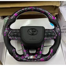 鍛造碳纖維方向盤 埃爾法/威爾法/酷路澤/普拉多/大霸王專用 輕量化賽車方向盤, 1個, 丰田2003-2026全系通用,锻造/红