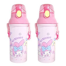산리오 마이멜로디 앵커 원터치 어깨끈 물통 아동 어린이 크로스 물병 현장학습 외출, 480ml