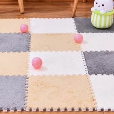 퍼즐매트 층간소음 방지 뽀글이 러그 거실 바닥 카페트, 1개, 레이블링 블랙 2개입