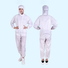 VEGA 제전복 크린룸 후드 투피스 상하세트, M, 화이트, 1개