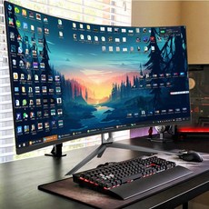 커브드 게이밍 모니터 24인치 200Hz FHD 영화감상 고화질 시청용 와이드 디자인, 85cm, 39_34인치 곡면 4K 240Hz 피쉬스크린, 블랙