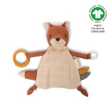 FILIBABBA感統安撫玩偶系列 (有機棉感統標籤球 多功能感統安撫玩偶 玩偶搖鈴矽膠固齒器 咬咬安撫巾), 1個, 咬咬安撫巾- Freya the Fox