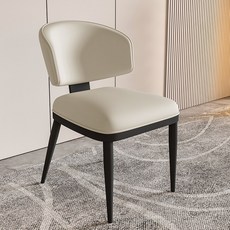 FONOW 식탁의자 이탈리아식 심플 등받이 캐주얼 쾌적하다 의자 가죽 인테리어 의자, 2개, 베이지